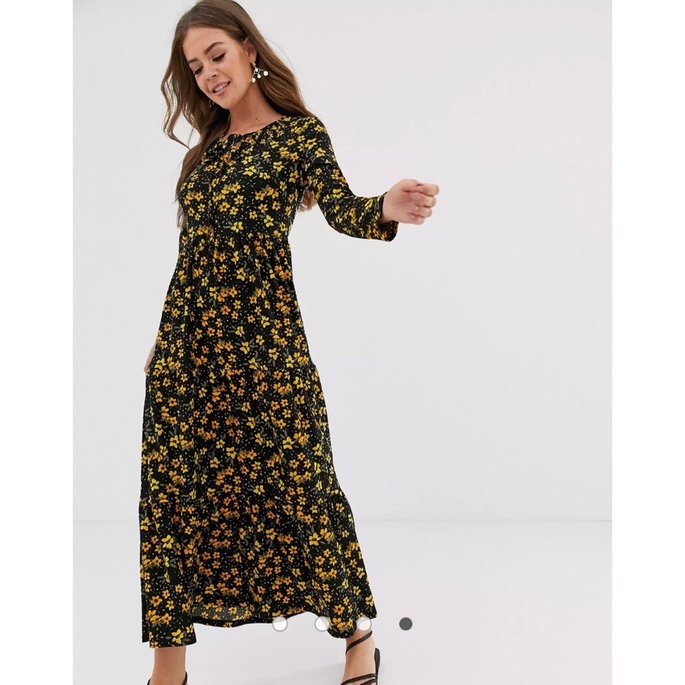 Free People | Floral Tiers of Joy | Maxi Dress | Yellow and Black | Medi…